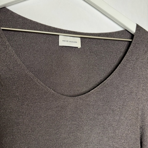 Rene Lezard Gray Long Sleeve Blouse Top - Picture 2 of 4